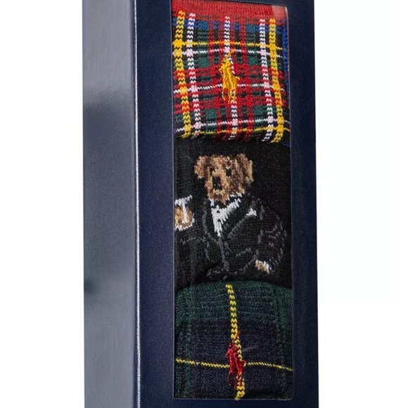 Polo Ralph Lauren Men's 3-Pk. Martini Bear Slack Crew Socks Giftbox Set - Picture 1 of 4